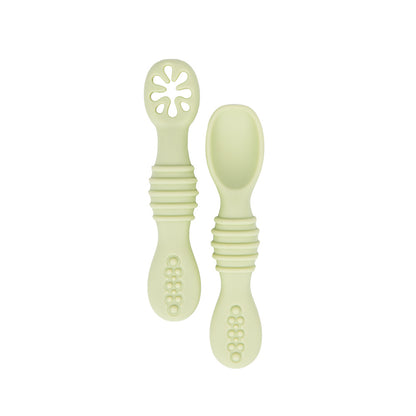 BabiesBasic Soft Tip BPA Free Silicone First Stage Training Spoon with Masher- Mint