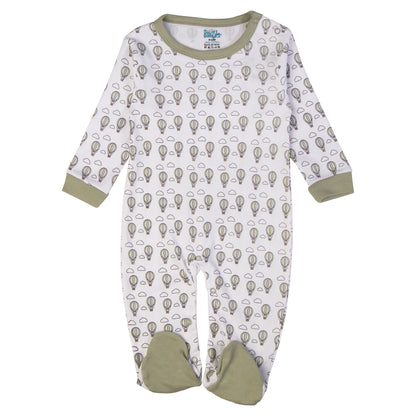 Babiesbasic 5 piece cotton Set include Bib, Romper, Mittens, cap and Sleepsuit- I can Fly, 6-9 Months , Green