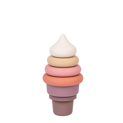 Babies Basic Silicone Stacking Toy for Babies/Kids, Ice Cream Shape, BPA Free 100% Safe - Ice Cream