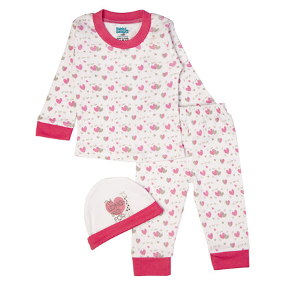 BabiesBasic 7 piece unisex 100% cotton Gift Set include bib, blanket, mitten, cap, romper, top and bottom set, 6-9 Months , Pink