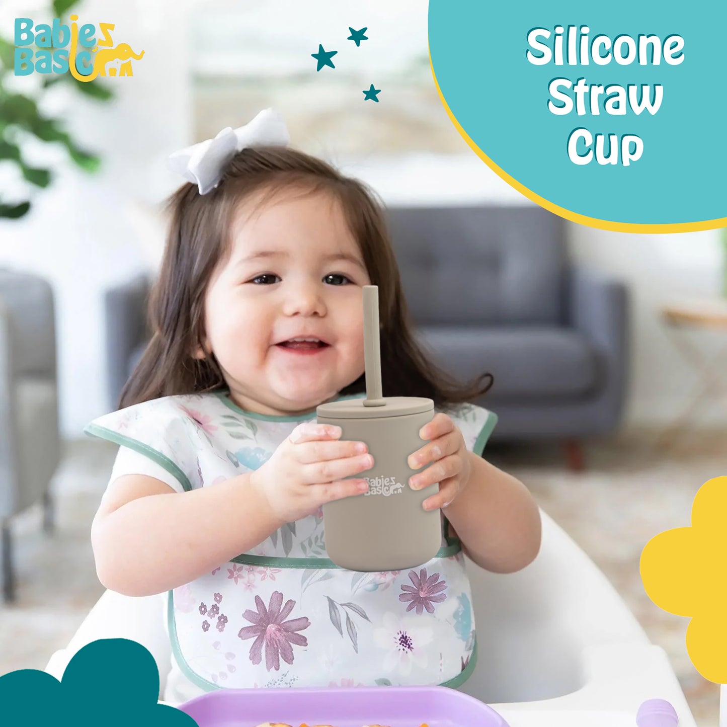 Babies Basic Stage 3 Silicone  Cup for Kids, Grey