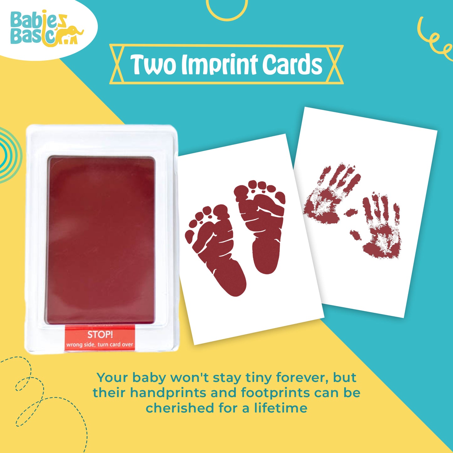 Babies Basic Clean Fingerprint with two imprint cards  - Burgandy