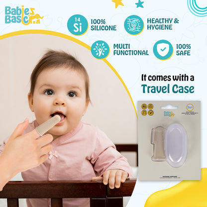 BabiesBasic Toothbrush with Travel Case for Babies - Cream Silicone Toothbrush