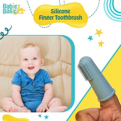 BabiesBasic Toothbrush with Travel Case for Babies - Blue Silicone Toothbrush