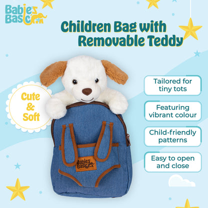 Babies Basic Kid/Baby bag with detachable Teddy - White