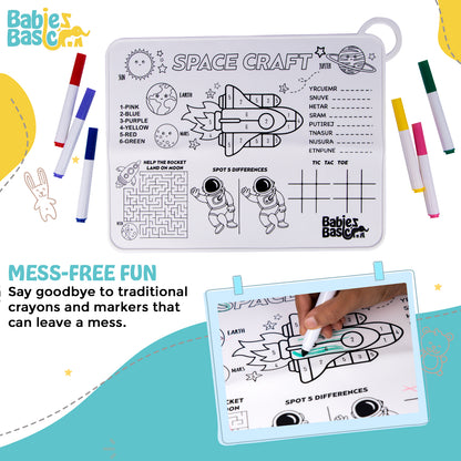 Babies Basic Reusable Silicone Colouring Mat with Pens and Travel Case - Game Design