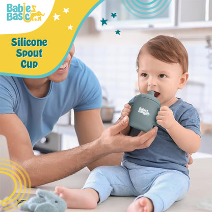 Babies Basic Stage 1 Silicone Trainer Cup with handles for Babies, Blue