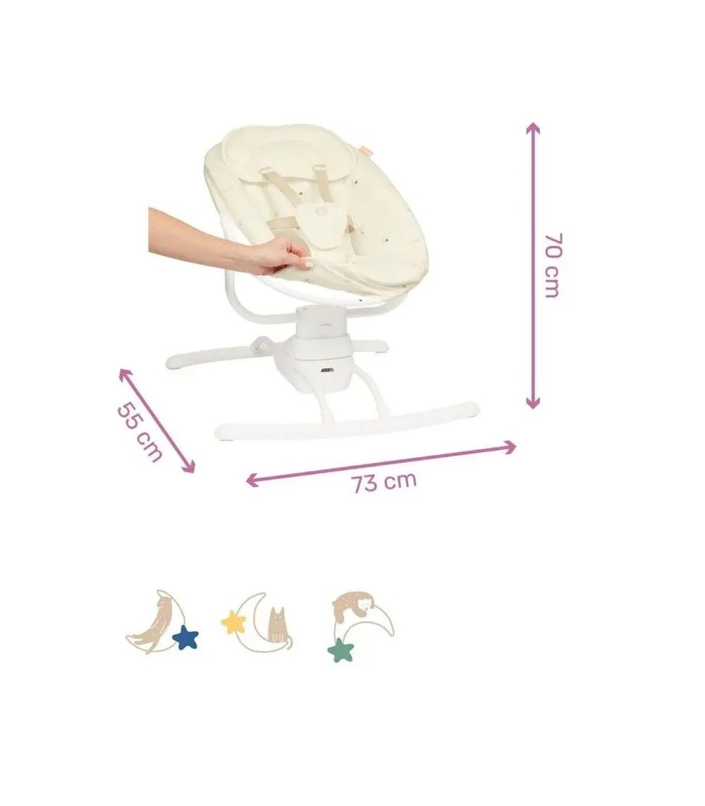 Badabulle Lateral Nursery Baby Swing With Remote Control- Lichen | Eight Lullabies And A Five-Point Harness For Safety 0 – 6 Months | Operates On Mains (Usb Cable Supplied) Or With 4X Lr14 Batteries