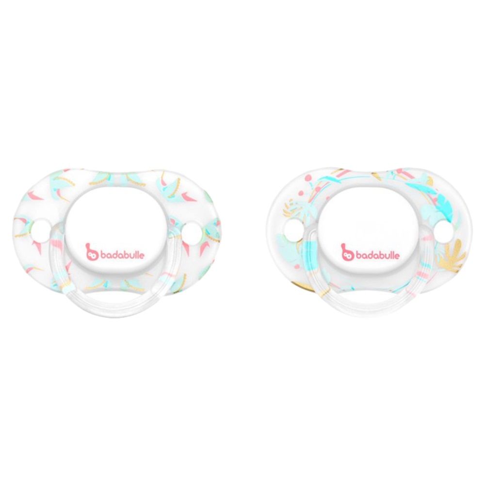 Badabulle - Glitter Girl Pacifier | Physiological Pacifiers, Adapts To Shape Of Baby'S Palate And Teeth | 6-12M, X2